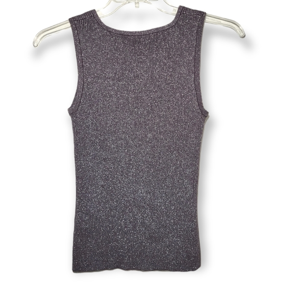 Belldini Sparkly Grey White Striped Tank Top and Sweater Set Large - Picture 4 of 9